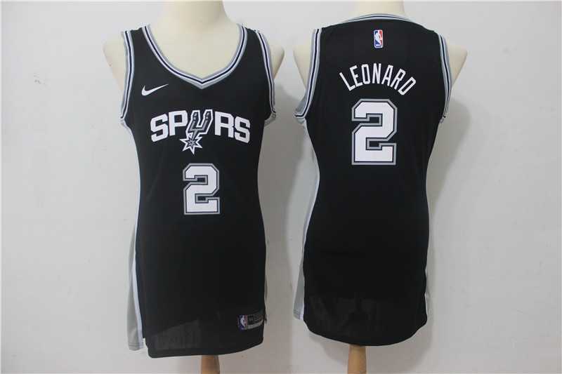 Women Nike Spurs #2 Kawhi Leonard Black Swingman Jersey
